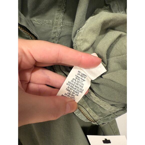 NWT! Nili Lotan 4 Slouchy Paris Pants $345 Cotton Drop Crotch Crop Army Green - Picture 5 of 5